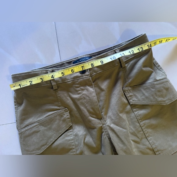 Ann Taylor Petite green  business casual pants pockets buttons comfortable cuff - Picture 11 of 12